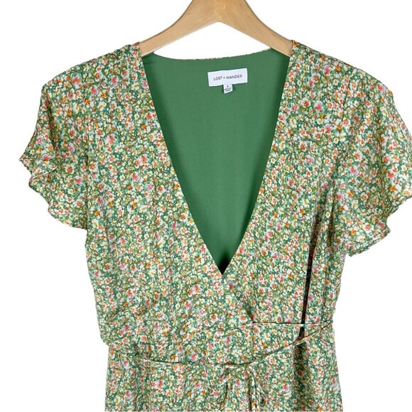 NWT Lost + Wander Wild Poppies Midi Wrap Dress - Picture 3 of 4